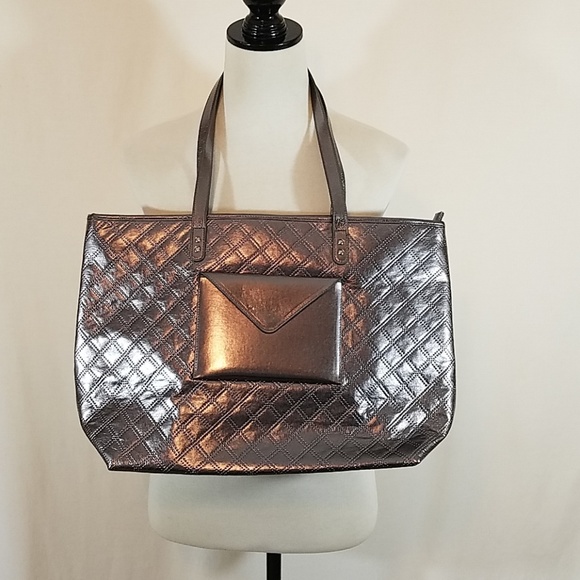 bath & body works Handbags - Large gray metallic tote bag / shoulder bag